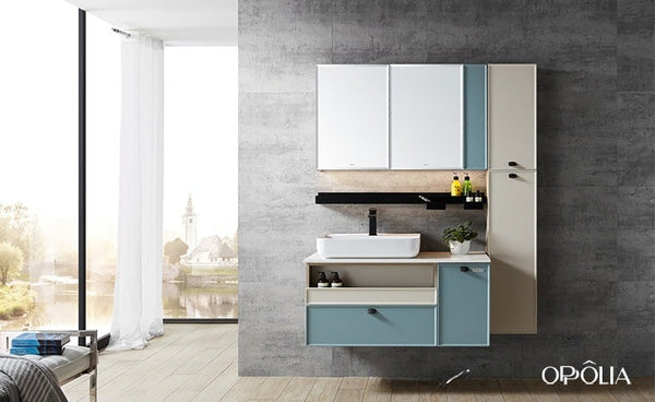 Blue and White PVC Wood Bathroom Vanity OBV21-006