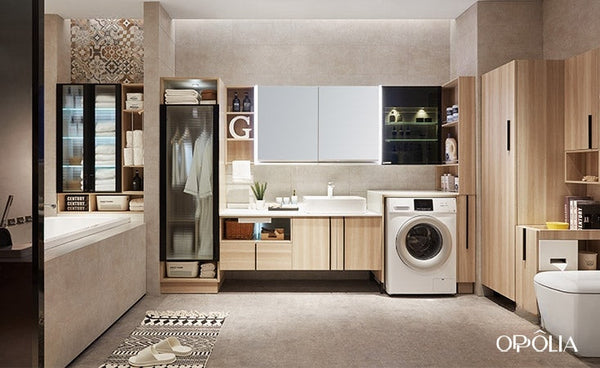 Bathroom Cabinets in Light Wood Tone OBV21-007