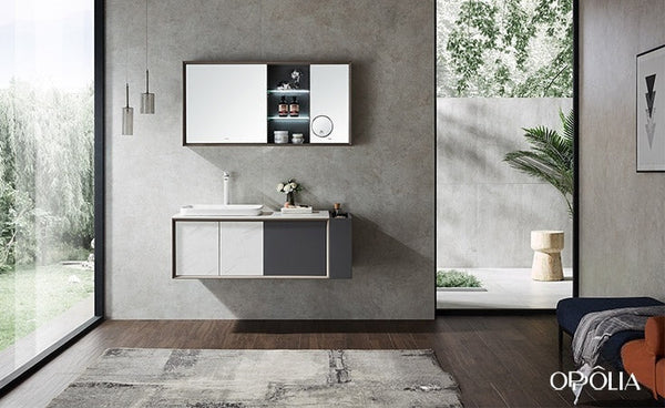 Wall Mounted Gray and White Bathroom Cabinets OBV21-011