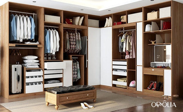 Wooden Walk In Closet in Melamine Finish OBW21-010