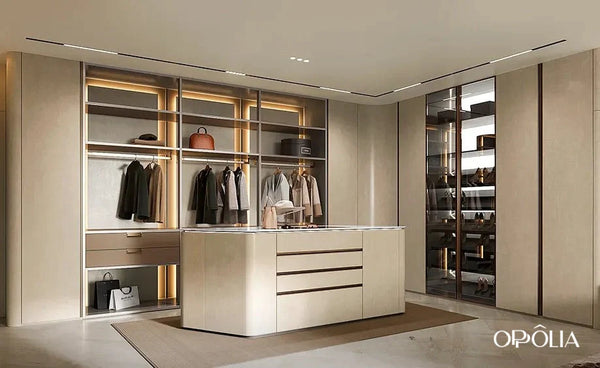 Cloud Series Luxury Modern Bedroom Wardrobe With Island - OBW24L05