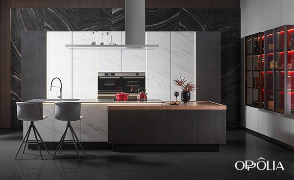 Modern Kitchen Cabinets with Sintered Stone OBK22-010