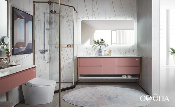 Double Basin Bathroom Vanity in Red OBV22-001