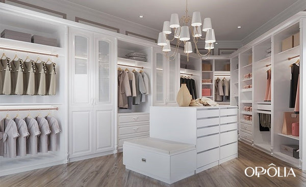 Custom White Open Walk in Closet Design OBW22-001