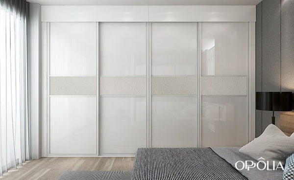 High Gloss White Lacquer Sliding Door Wardrobe OBW22-007