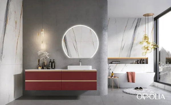 Cilan Series Red Light Luxury Bathroom Cabinet Floating Vanity - OBV24P01