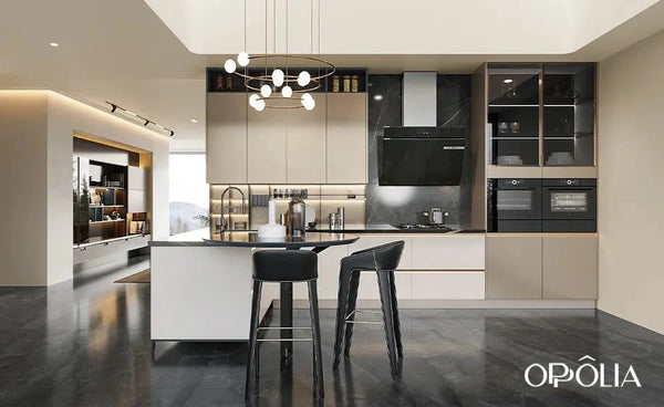 Cloud Series Luxury Style Kitchen Cabinets With Lacquer Finish - OBK24L04