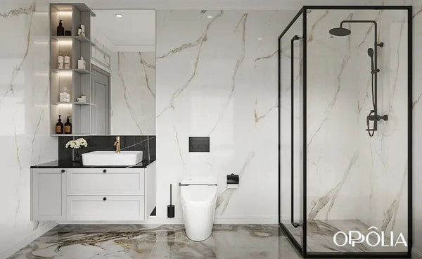 Welsh Series Urban Style White and Black Bathroom Cabinet - OBV24L01