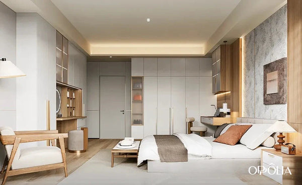 White and Wood Minimalist Wardrobe - OBW24L02