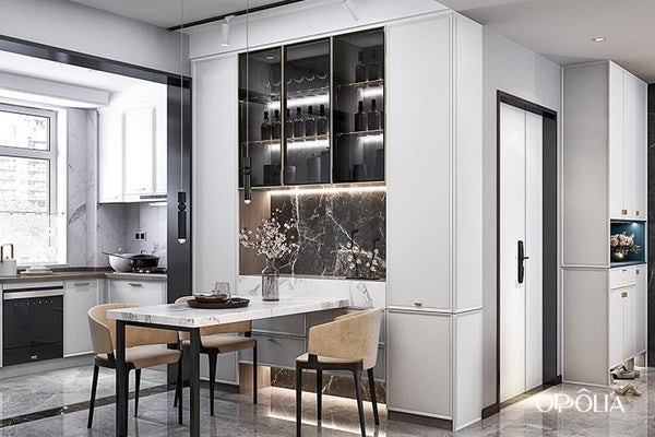 White and Dark Blue Lacquer Room Furniture OBK22-004