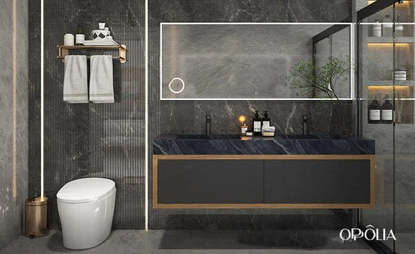 Black Bathroom Vanity with Blue Grey Countertop OBV22-EN
