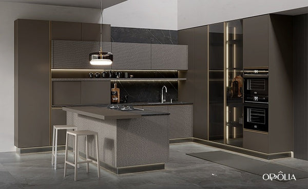 Custom Built Kitchen Cabinets in Coffee Color BLCC22307