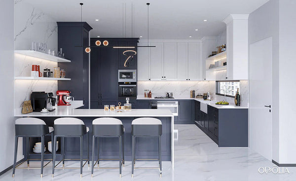Dark Blue Kitchen Cabinets Shaker Style OBK23-L02