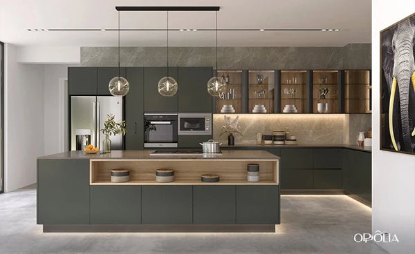 Dark Grey Kitchen Cabinets Minimalist Style OBK22-L07