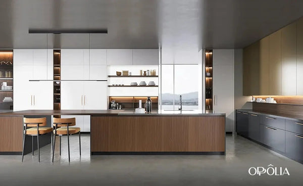 Double Island Kitchen Design for Long Kitchen Layout OBK23-L11