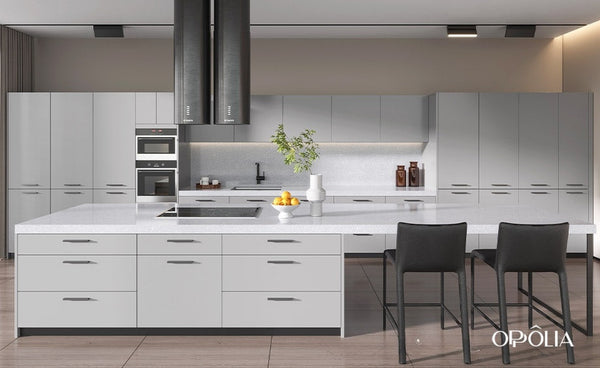 Flat Pack Matte Light Grey Cabinets