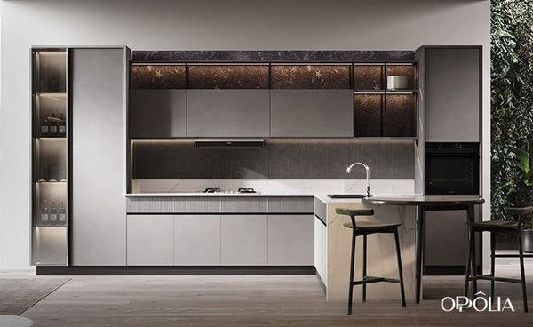 Grey Kitchen Cabinets with White Countertops BLCC22309