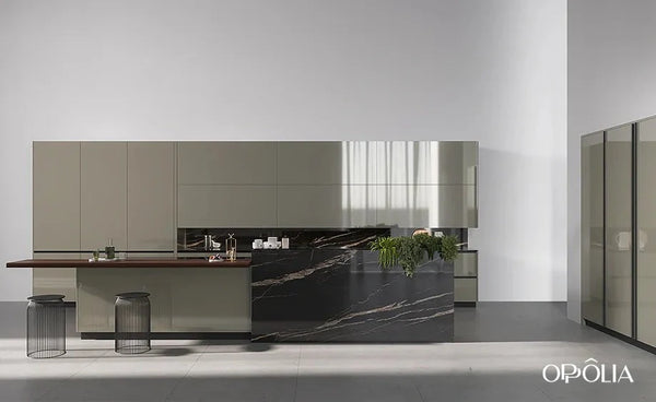 High Gloss Metallic Champagne Kitchen Cabinets OBK23-L09