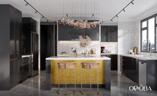 Modern Kitchen Dark Cabinets with Island OBK22-L09