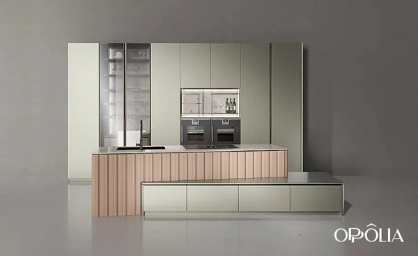 Patti Series Scandinavian Style Kitchen Cabinet With Island - OBK24L05