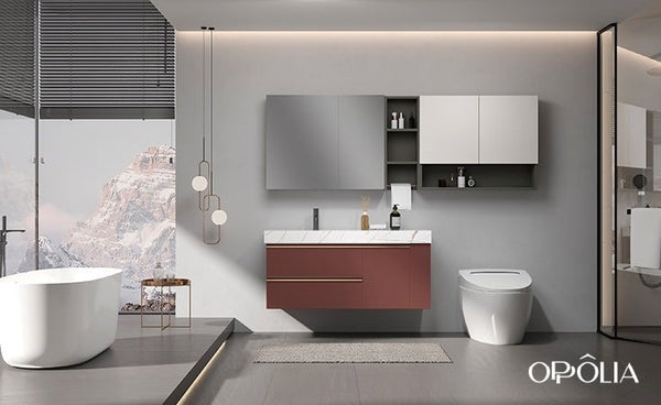 Red and White Bathroom Vanity BLWY23001