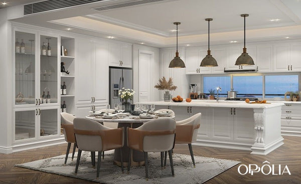 Traditional Farmhouse Kitchen White Shaker Cabinets OBK22-L05