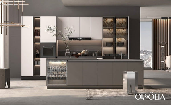 Two Tone Grey and White Kitchen Cabinets OBK22-L21