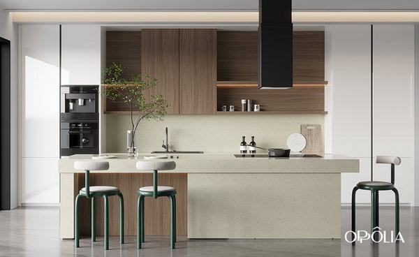 White and Timber Kitchen Warm Minimalist Design OBK22-L25